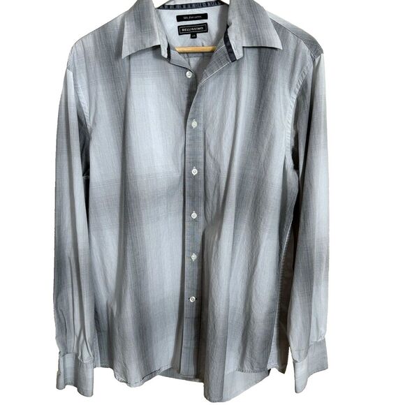 Wendy Bellissimo Other - Bellissimo Dress Shirt Men's Large Gray Plaid Casual 50's Fine Cotton‎ Sleeve